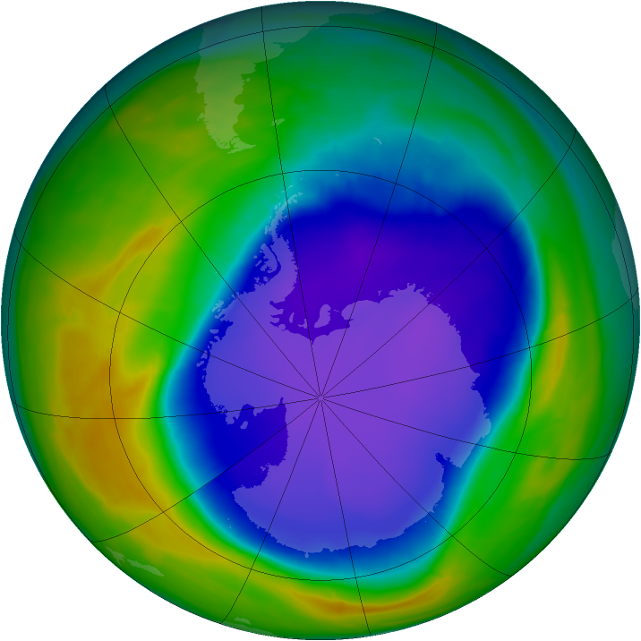 Antarctic ozone map for 11 October 2008